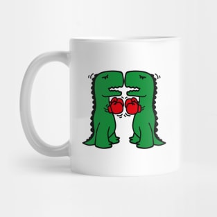 Funny boxing dinosaurs boxing school kids cartoon Mug